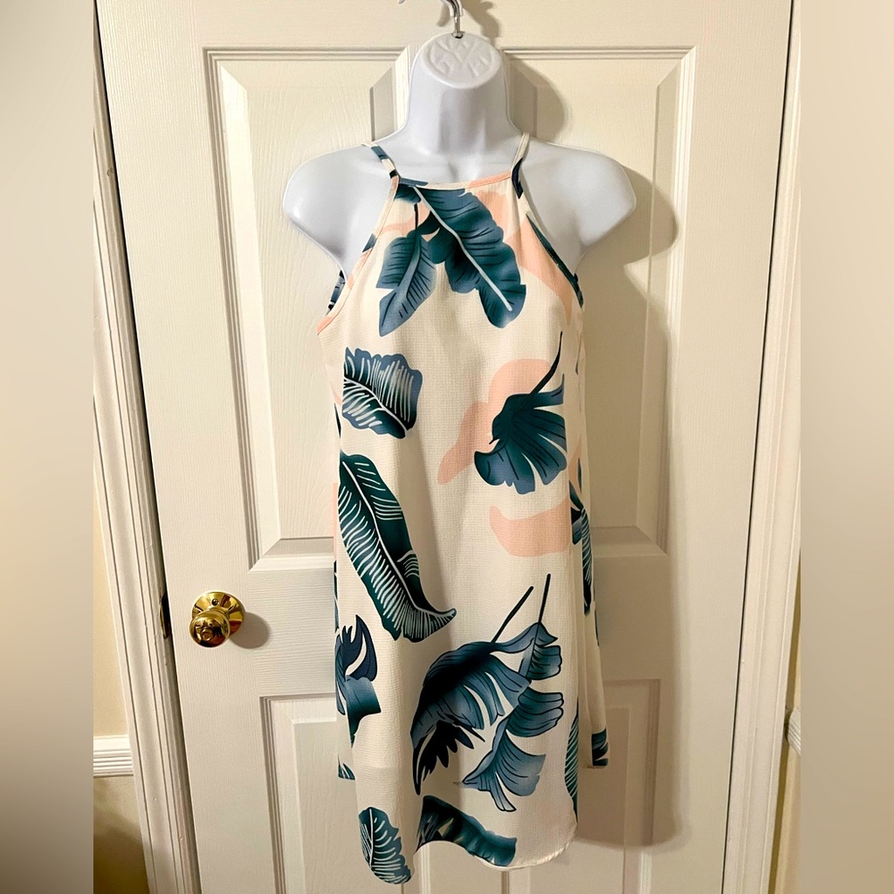 Palm Leaves & Pink sundress - small